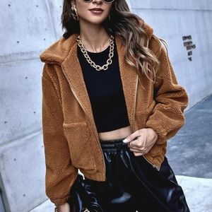 Bagatelle L Caramel Brown Teddy Jacket Faux Fur